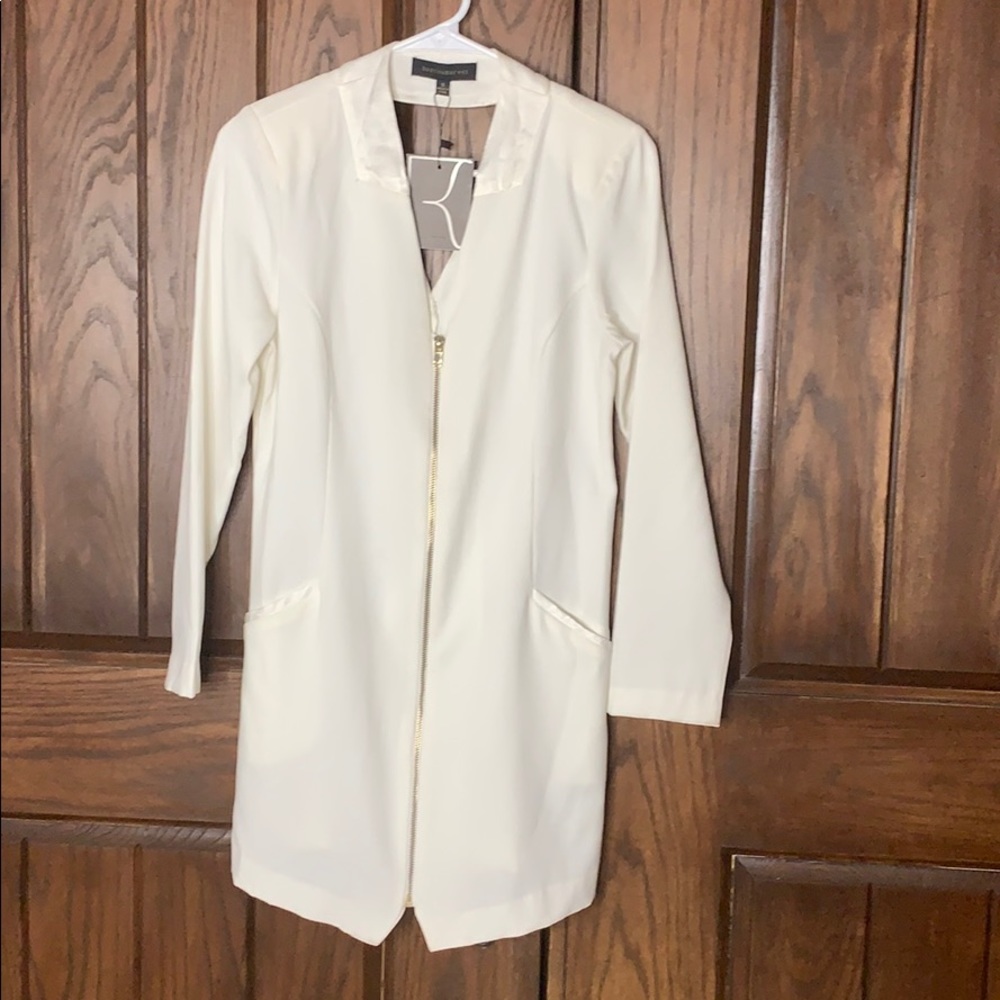 Off white zip down dress